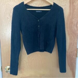 🎉Host Pick🎉Abercrombie & Fitch Soft Navy Blue Long Sleeve Crop Sweater Size XS